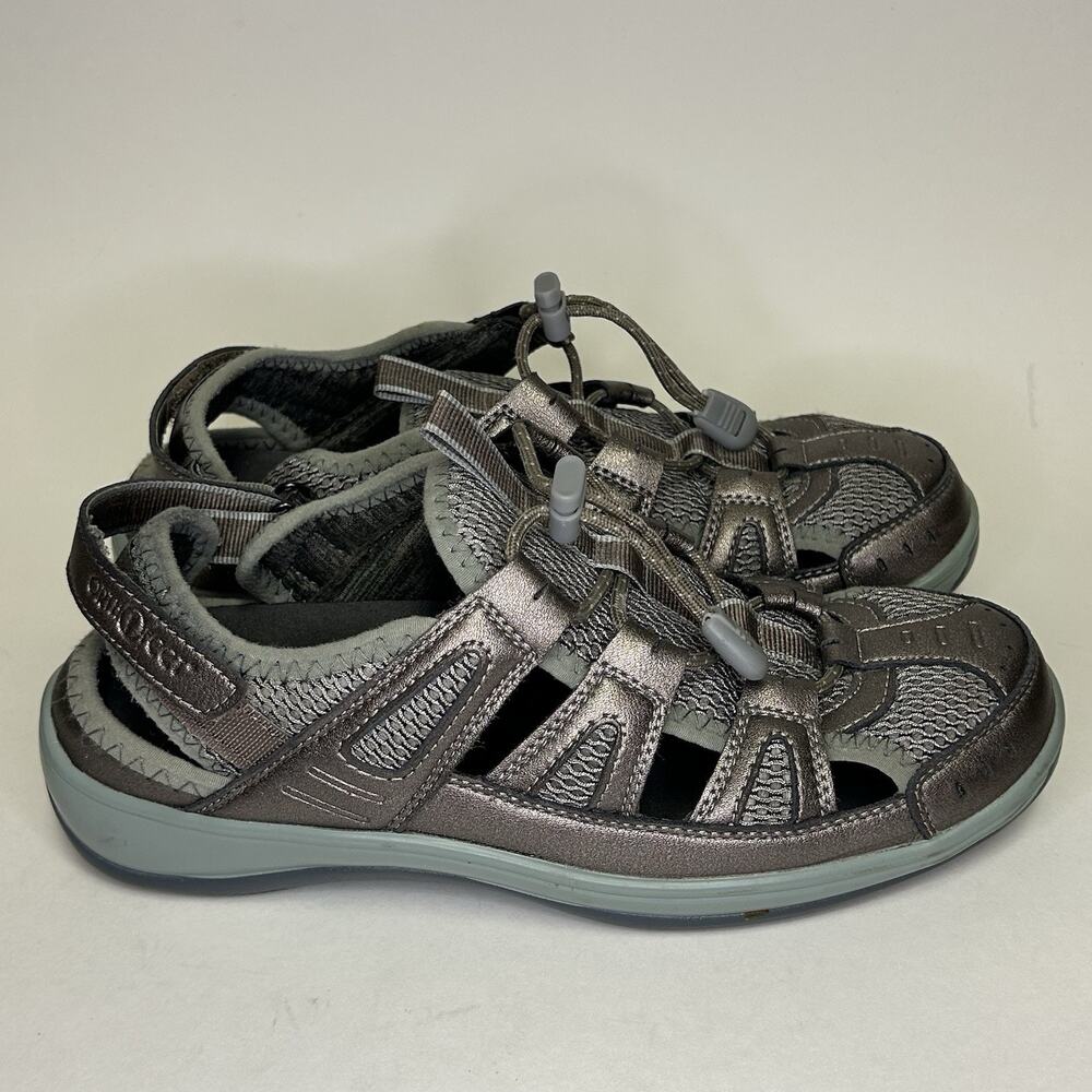 Orthofeet Sandals Womens 8 Verona Casual Sporty Fisherman Pewter Gray